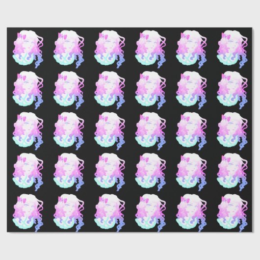 Anime Hipster Kawaii Pastel Creepy Cute Girl Cadeaupapier (Vlak)