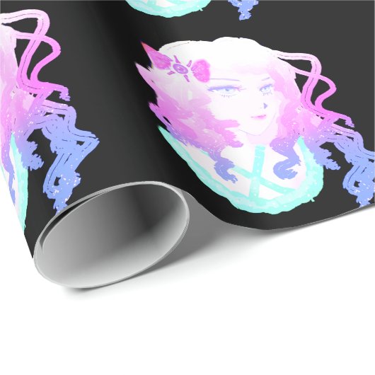 Anime Hipster Kawaii Pastel Creepy Cute Girl Cadeaupapier (Rol Hoek)