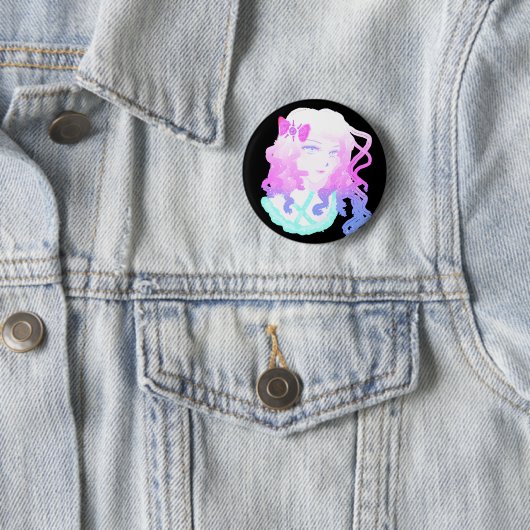 Anime Hipster Kawaii Pastel Creepy Cute Girl Ronde Button 5,7 Cm (In situ)
