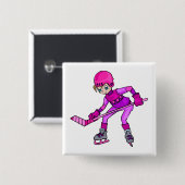 Anime Hockey Girl Vierkante Button 5,1 Cm (Voorkant /achterkant)