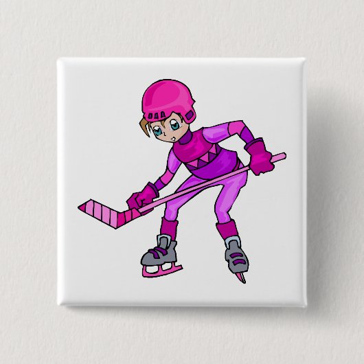 Anime Hockey Girl Vierkante Button 5,1 Cm (Voorkant)