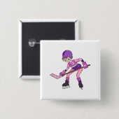 Anime Hockey Girl Vierkante Button 5,1 Cm (Voorkant /achterkant)