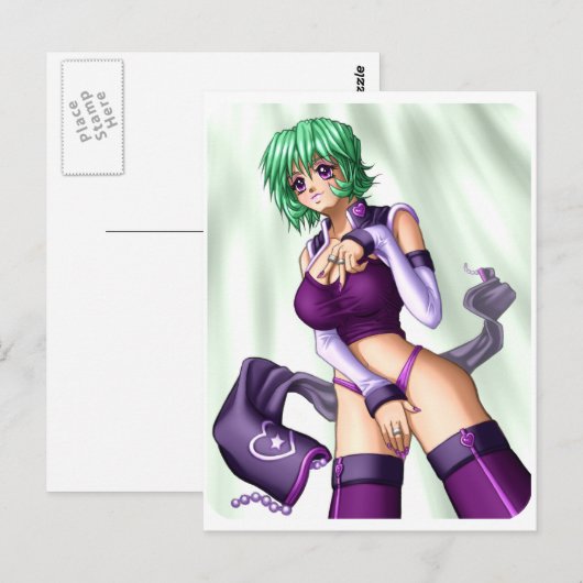 Anime Hoesje up Girl Briefkaart (Voorkant / Achterkant)