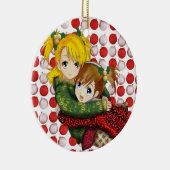 Anime Holiday Hug Keramisch Ornament (Rechts)