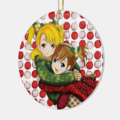 Anime Holiday Hug Keramisch Ornament (Links)