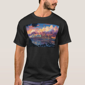Anime Honolulu A Vibrant Anime Inspired Skyline gi T-shirt