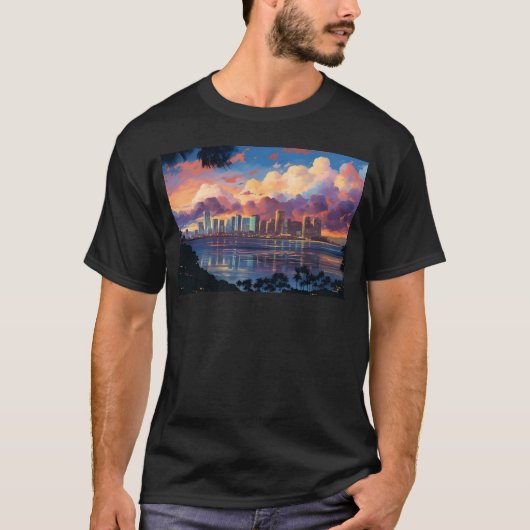 Anime Honolulu A Vibrant Anime Inspired Skyline gi T-shirt (Voorkant)