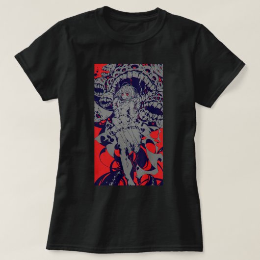 Anime Horror esthetic Scary Creepy Girl Japans T-shirt (Design voorkant)