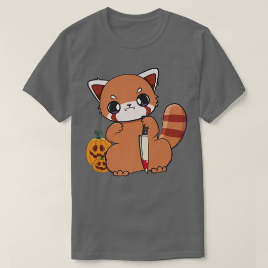 Anime Horror Halloween Red Panda Witch Cute Chibi T-shirt (Design voorkant)