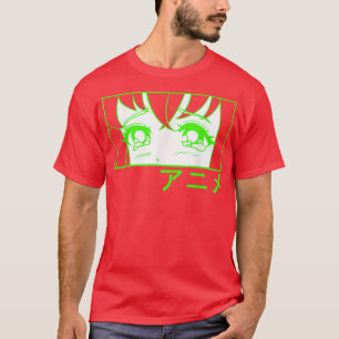 Anime in Japans, manga motief, gezichtgroene serie T-shirt