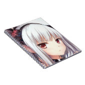 Anime irritante zilverhardende meid met netogen notitieboek (Rechterzijde)