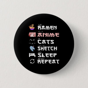 Anime japanse ramen schetsen kat Anime Lover Gir Ronde Button 5,7 Cm