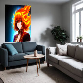 Anime jong oranje vlamhaar | AI Art. Poster