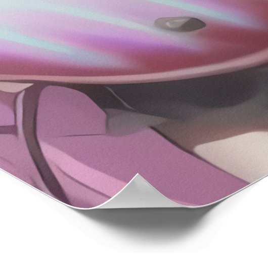 Anime jonge coole dame die gitaar speelt | AI Art. Poster (Hoek)