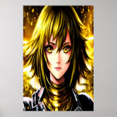 Anime jonge dame gele haar en ogen | AI Art. Poster (Voorkant)