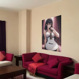 Anime jonge dame met gitaar | AI Art. Poster