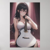 Anime jonge dame met gitaar | AI Art. Poster (Voorkant)