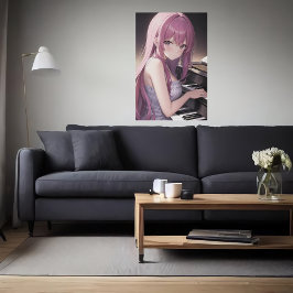 Anime jonge pianspeler | AI Art. Poster