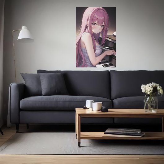 Anime jonge pianspeler | AI Art. Poster