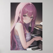 Anime jonge pianspeler | AI Art. Poster (Voorkant)