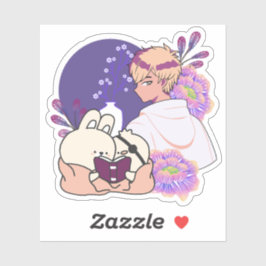 Anime Jongen en Dieren met Ooglapje Kunst Sticker