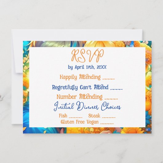 Anime Jongen en Meisje Bloemen Thema RSVP Bruiloft Save The Date (Achterkant)