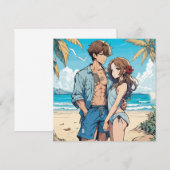 Anime jongen en meisje kaart (Voorkant / Achterkant)