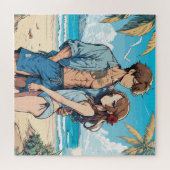 Anime jongen en meisje legpuzzel (Horizontaal)