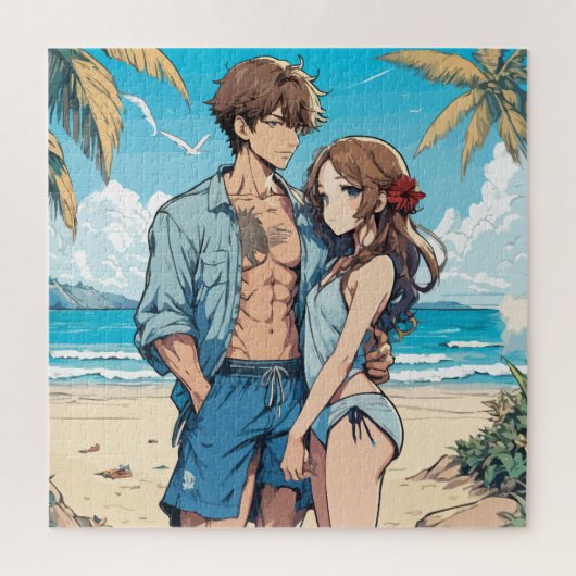Anime jongen en meisje legpuzzel (Verticaal)