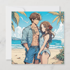 Anime jongen en meisje notitiekaartje