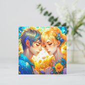 Anime jongen en meisje thema bruiloft kaart (Staand voorkant)
