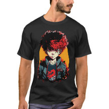 Anime Jongen: Illustratie van Rood en Zwart Haar