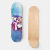 Anime jongen meisje koppel houdt van cool persoonlijk skateboard (Voorkant)