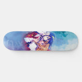 Anime jongen meisje koppel houdt van cool persoonlijk skateboard (Horizontaal)