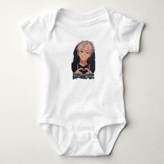 Anime Jongen met Hart van Zilver - Cute Aesthetic Romper (Voorkant)