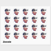 Anime Jongen met Letter W Vierkante Sticker (Vel)