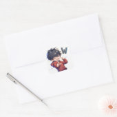 Anime Jongen met Letter W Vierkante Sticker (Envelop)