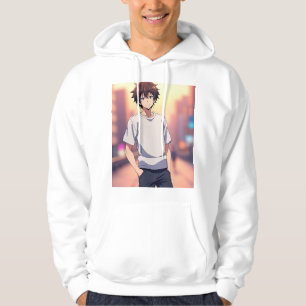 Anime Jongen op Stadstraat bij Zonsondergang – Est Hoodie