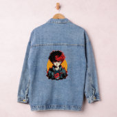 Anime Jongen: Rood en Zwart Haar Illustratie Denim Jacket (Hangar)