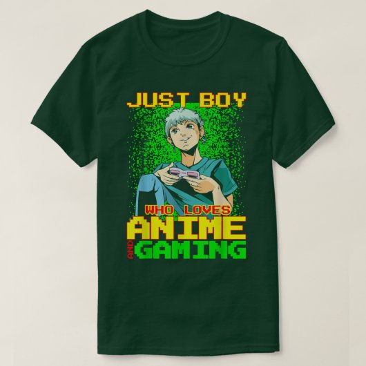 Anime Jongen Speelt Videogames Grappig T-shirt (Design voorkant)