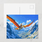 Anime jongen vliegen Pteranodon dinosaurus Alpen Feestdagenkaart (Voorkant / Achterkant)