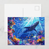 Anime jongen zwemmen met Liopleurodon rif Feestdagenkaart (Voorkant / Achterkant)