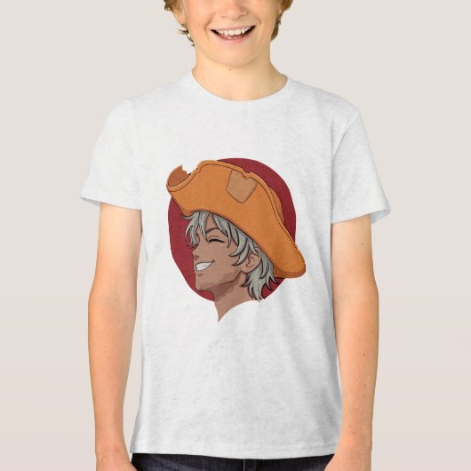 Anime-jongenillustratie Tri-Blend Shirt (Voorkant)