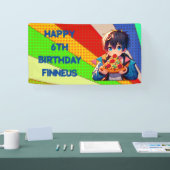 Anime Jongens Pizzafeestje Persoonlijk Spandoek (Beurs)