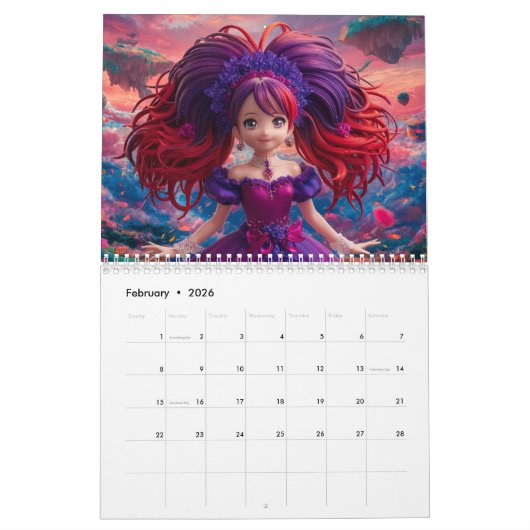 Anime kalender, 12 maanden kalender (Feb 2026)