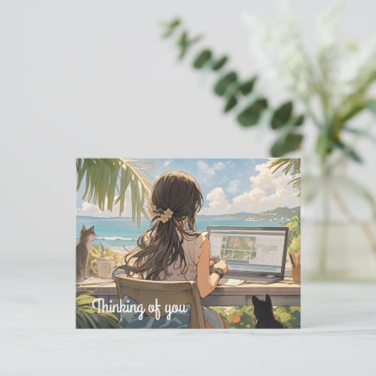 Anime kantoor van het zee briefkaart (Staand voorkant)