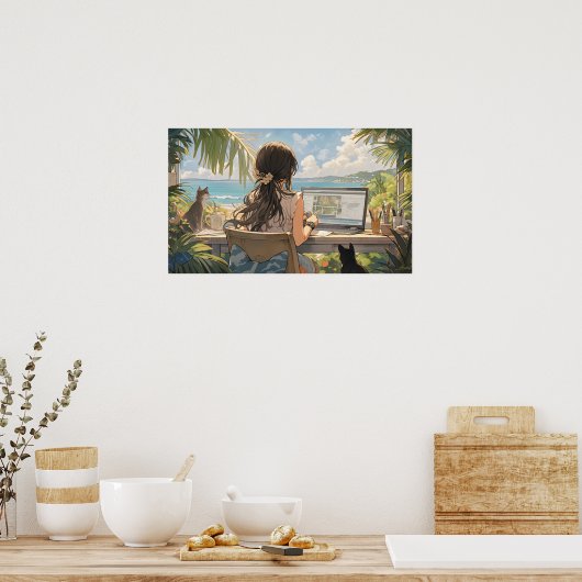 Anime kantoor van het zee poster (Keuken)