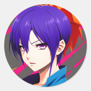 Anime karakter: Levendige digitale illustratie Ronde Sticker
