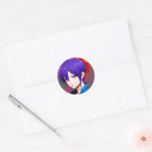 Anime karakter: Levendige digitale illustratie Ronde Sticker (Envelop)