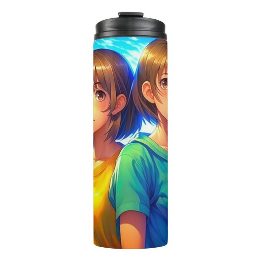 Anime Karakters Kleurrijke Kunst Thermosbeker (Voorkant)